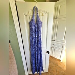 Elegant Purple & Blue Halter Gown size 7/8